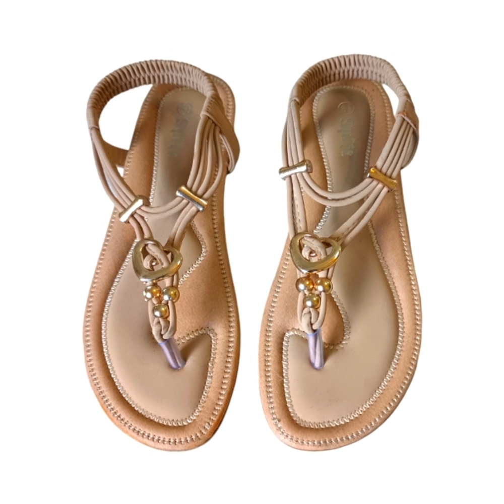 Forever Tan Split Elastic Slip On Thong Flat Sandal